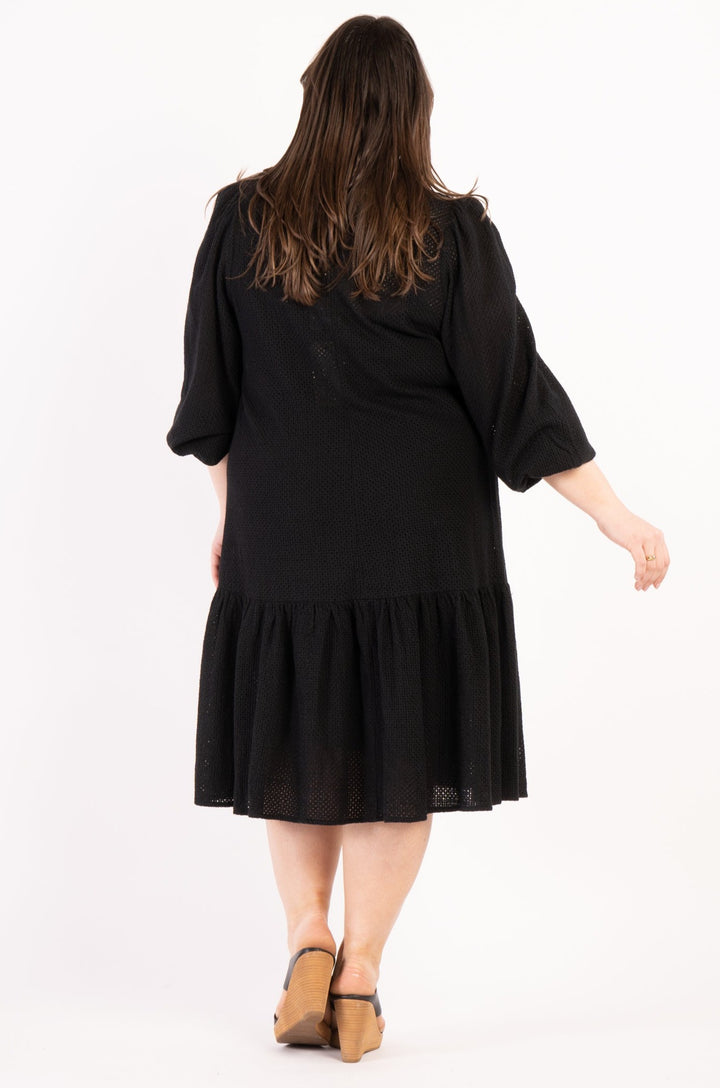 Sara Broderie Ruffle Dress - Black - LAST ONES  S (14/16)