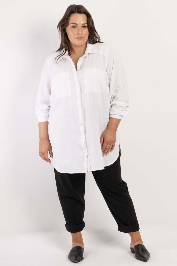 Would I Lie To You Linen Shirt - White