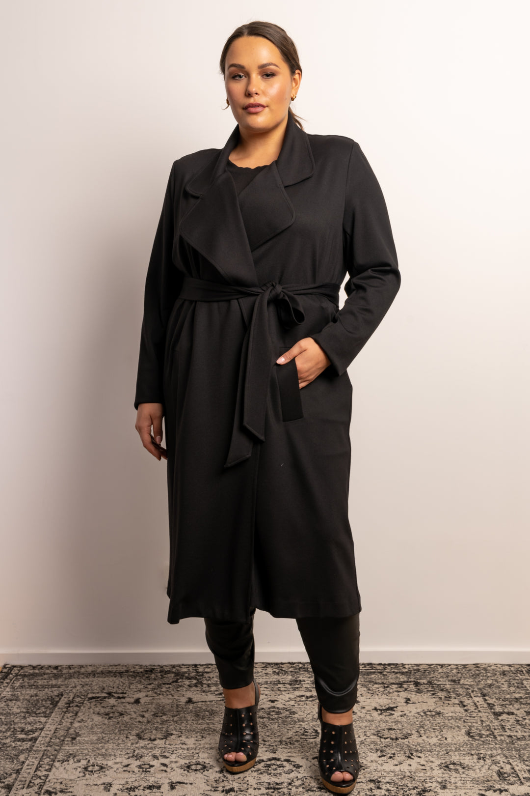 Rebel Rebel Ponte Trench Coat - Black
