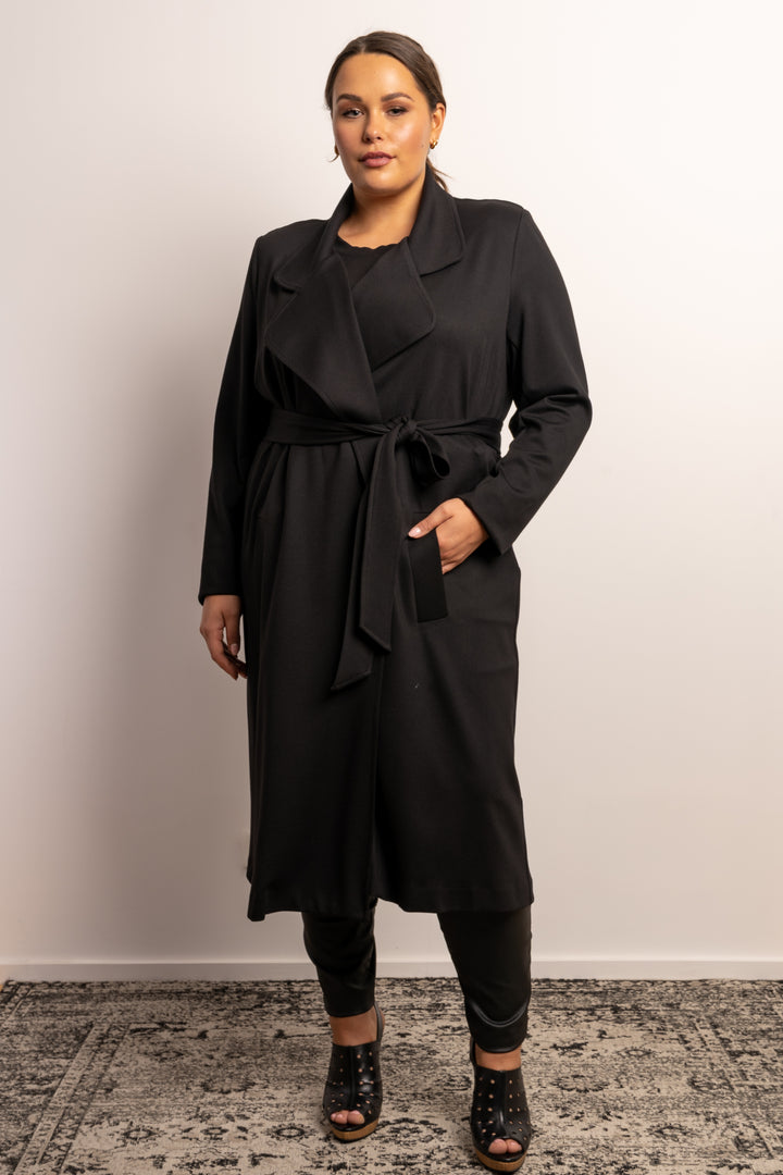 Rebel Rebel Ponte Trench Coat - Black