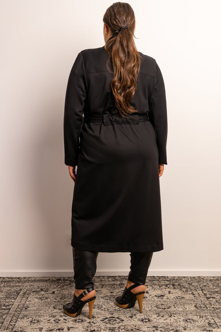Rebel Rebel Ponte Trench Coat - Black