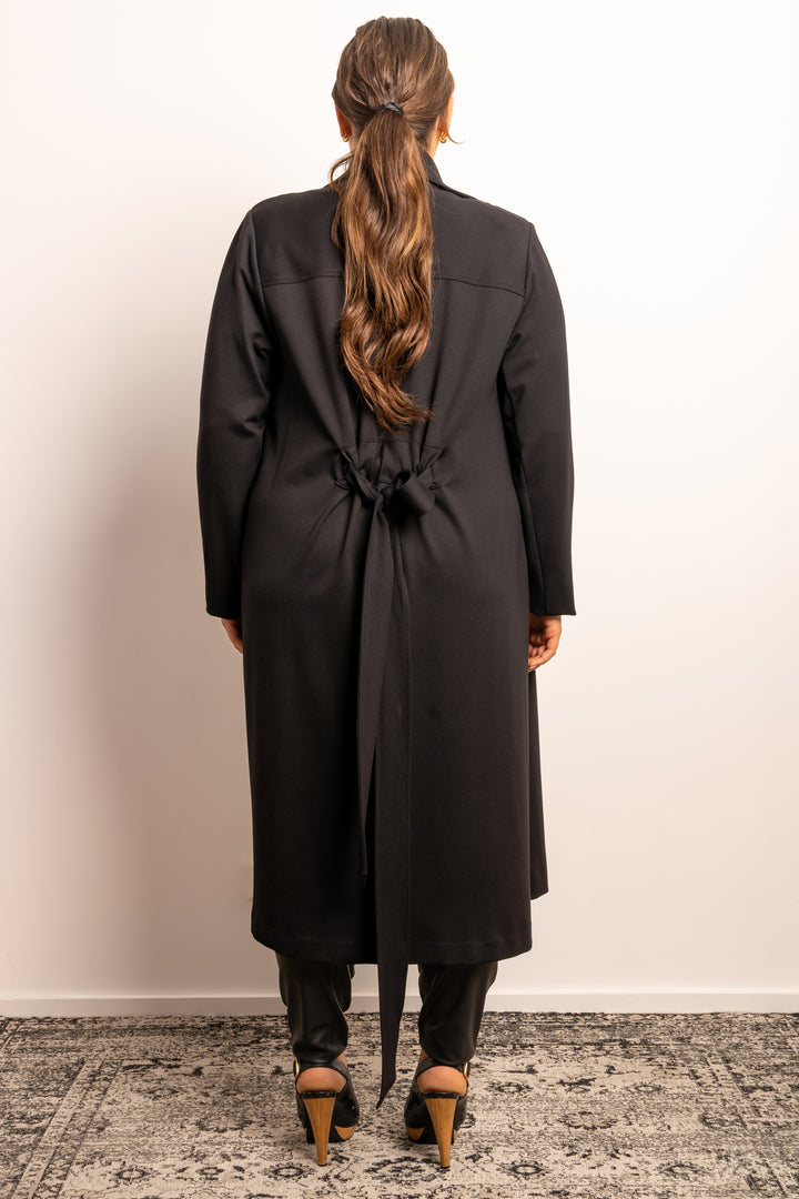 Rebel Rebel Ponte Trench Coat - Black