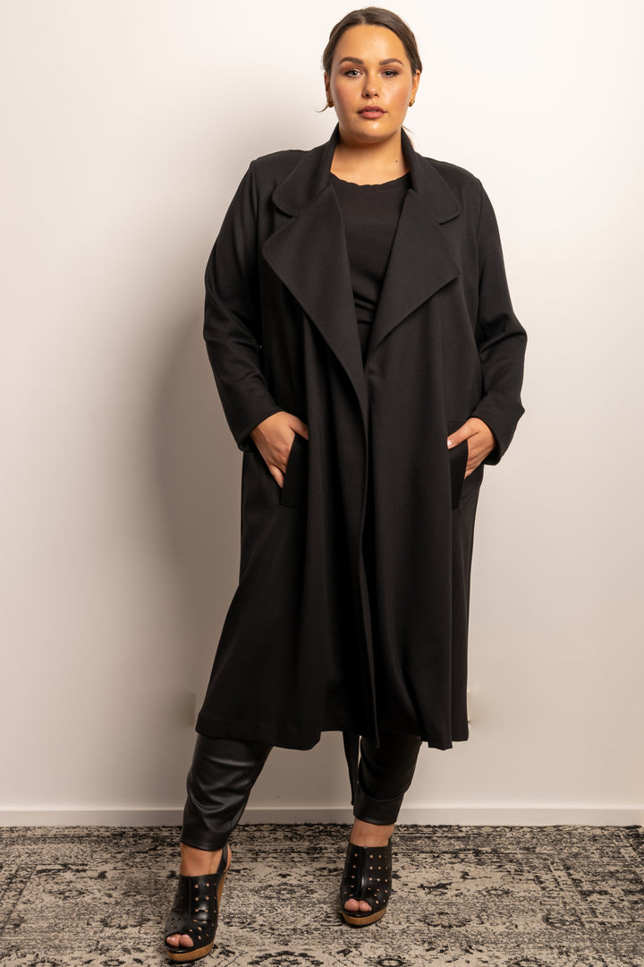 Rebel Rebel Ponte Trench Coat - Black