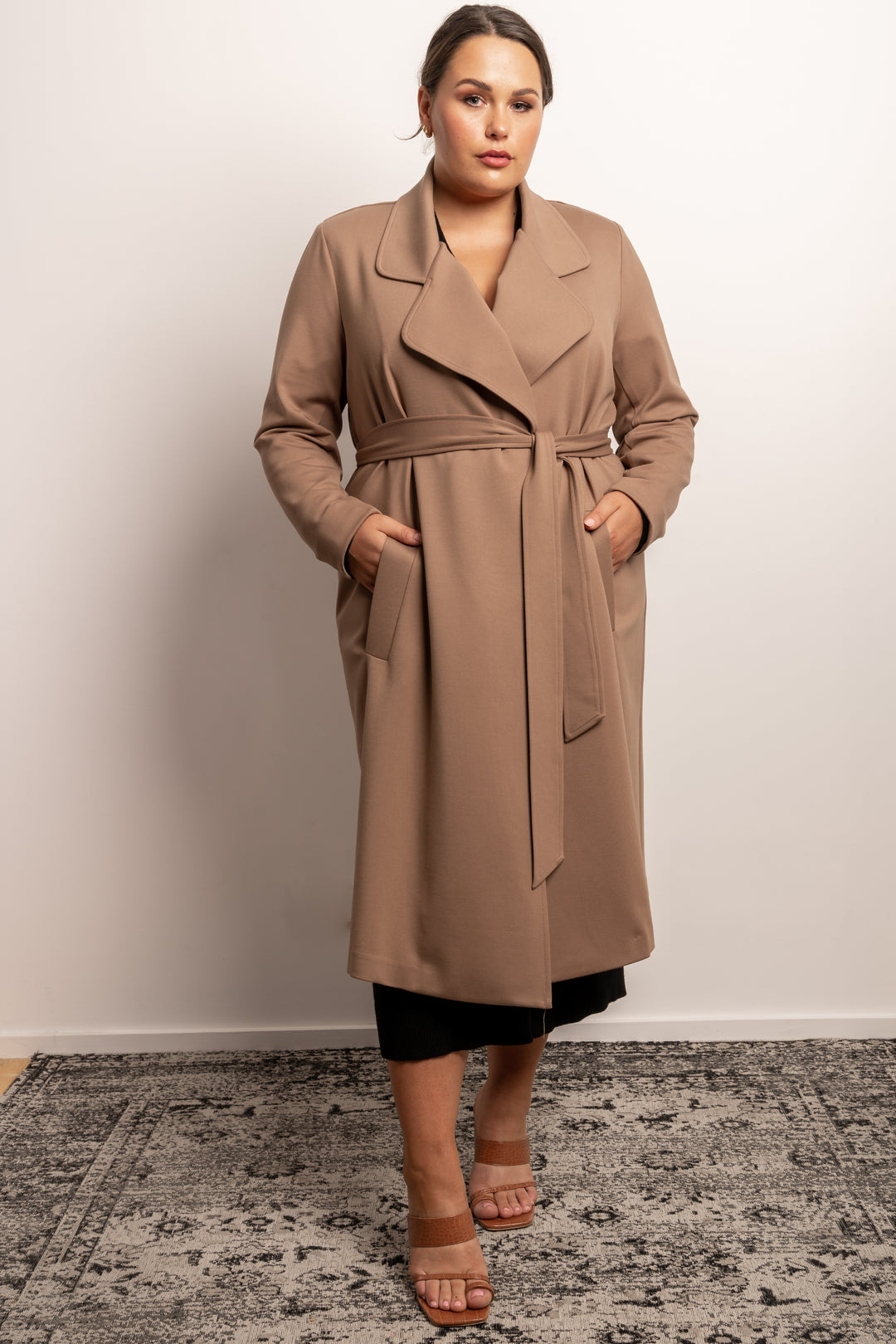 Rebel Rebel Ponte Trench Coat - Camel