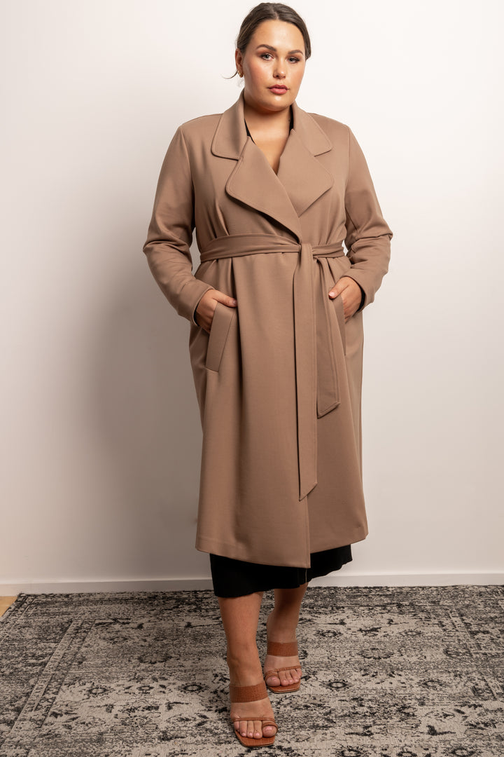 Rebel Rebel Ponte Trench Coat - Camel