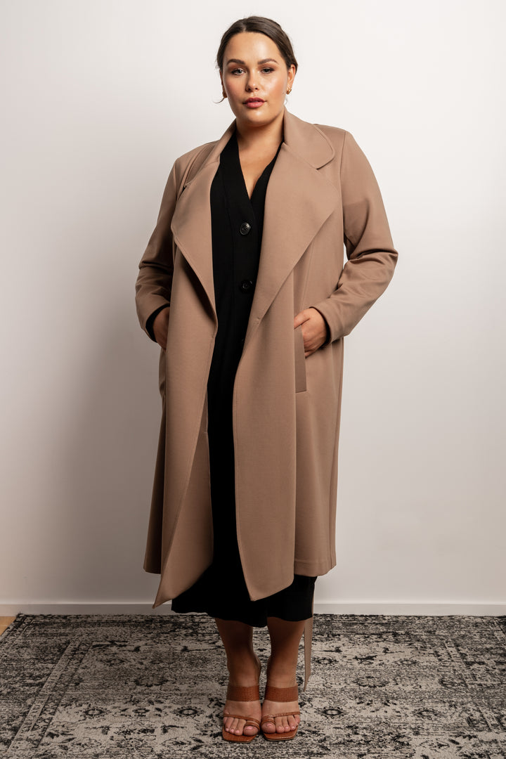 Rebel Rebel Ponte Trench Coat - Camel