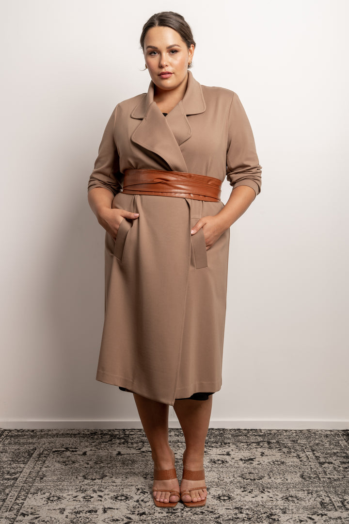 Rebel Rebel Ponte Trench Coat - Camel