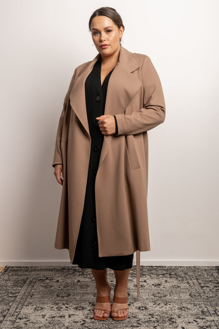 Rebel Rebel Ponte Trench Coat - Camel