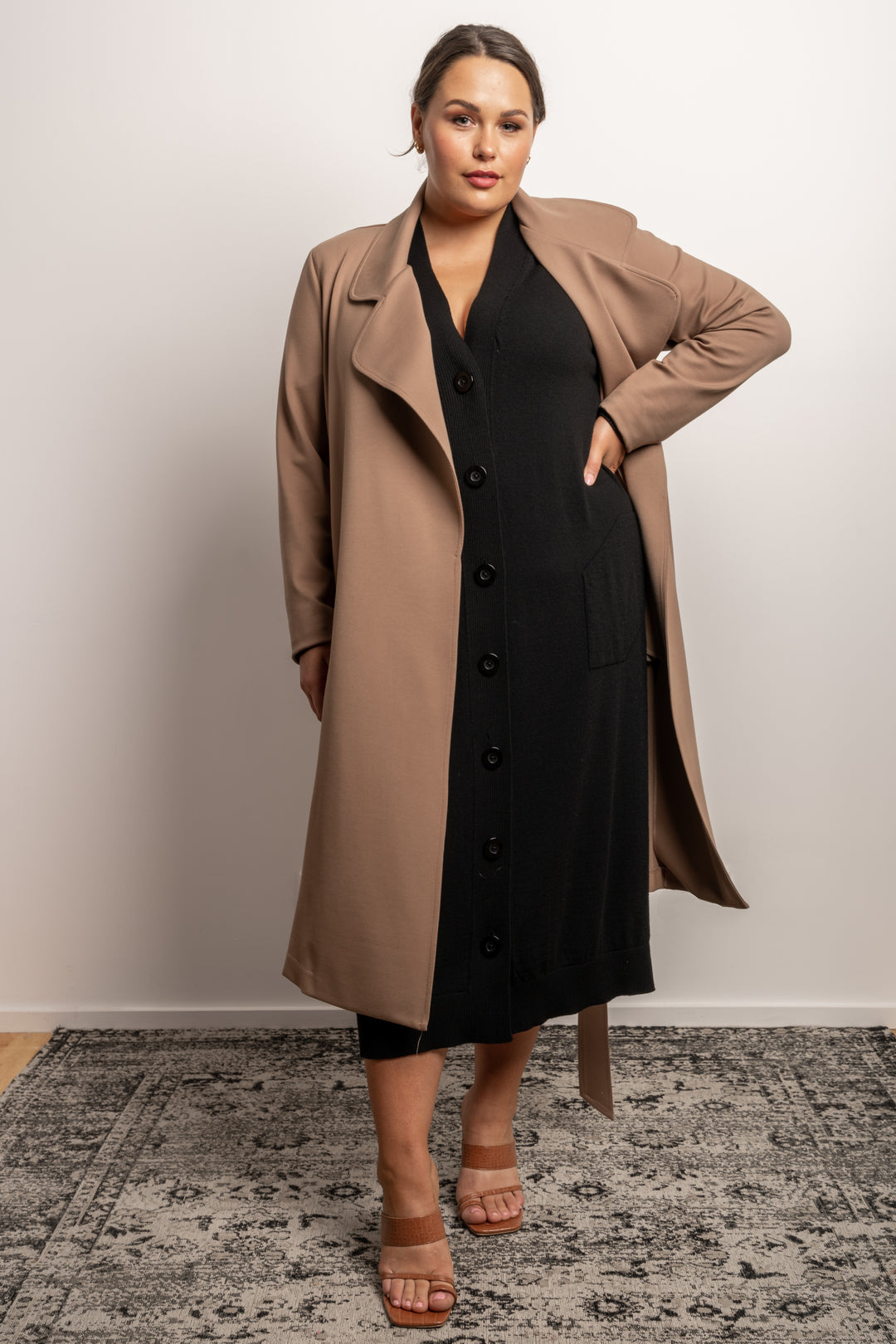 Rebel Rebel Ponte Trench Coat - Camel