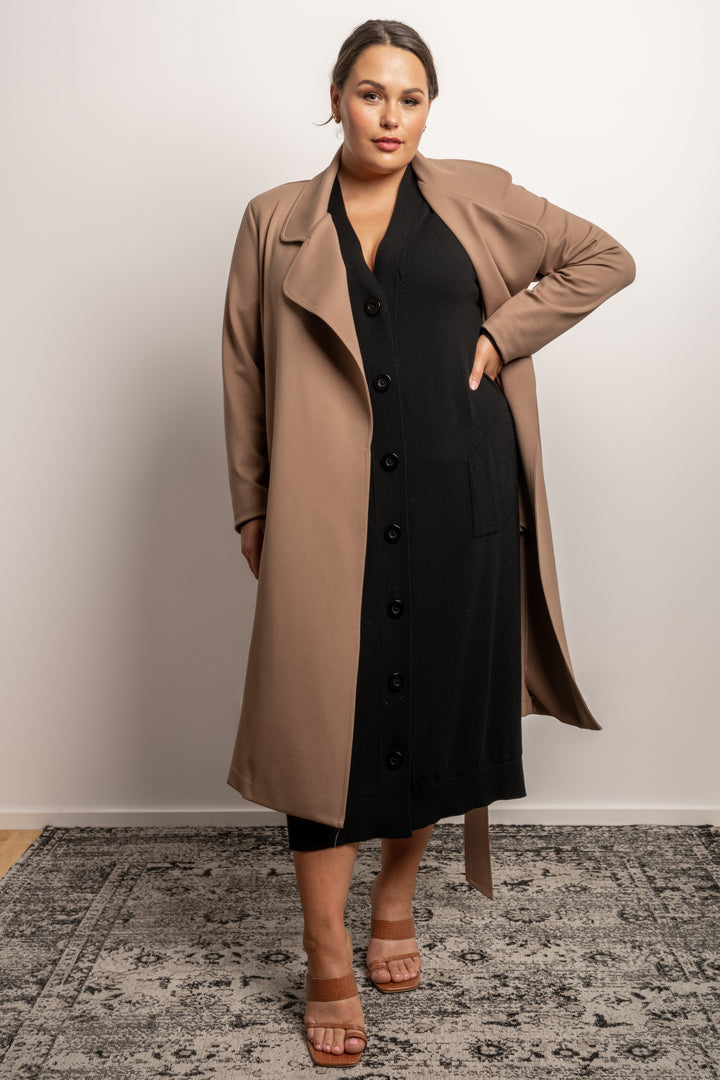 Rebel Rebel Ponte Trench Coat - Camel