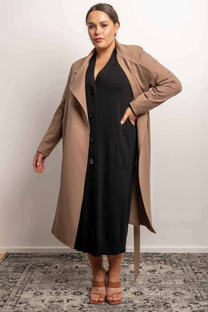 Rebel Rebel Ponte Trench Coat - Camel
