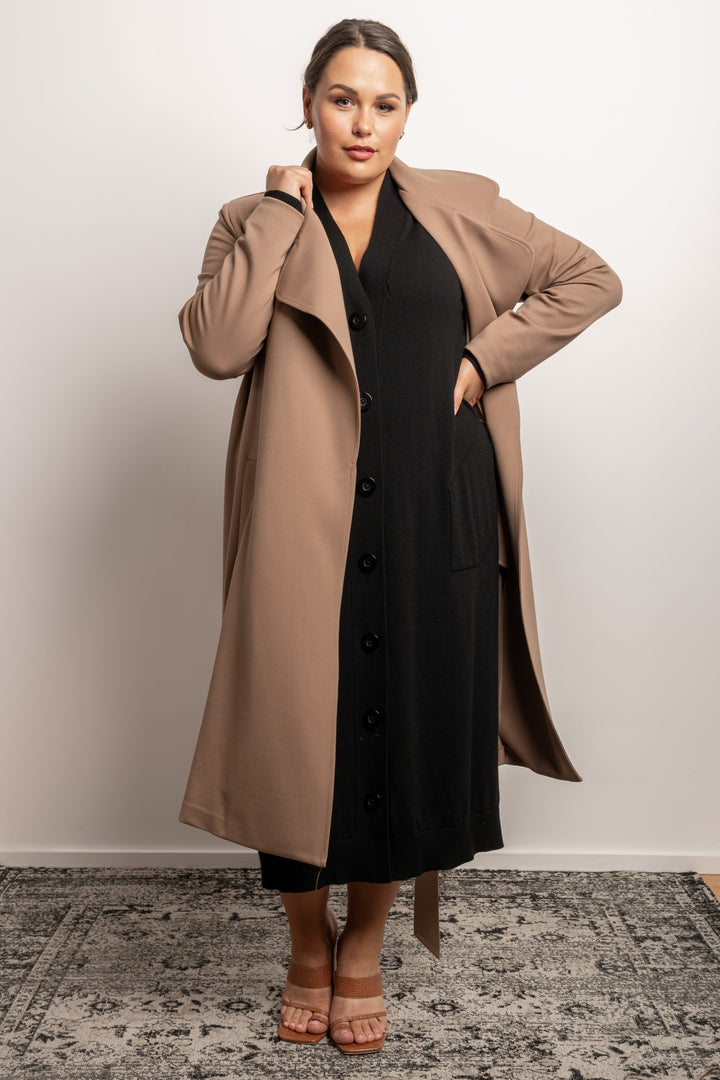 Rebel Rebel Ponte Trench Coat - Camel
