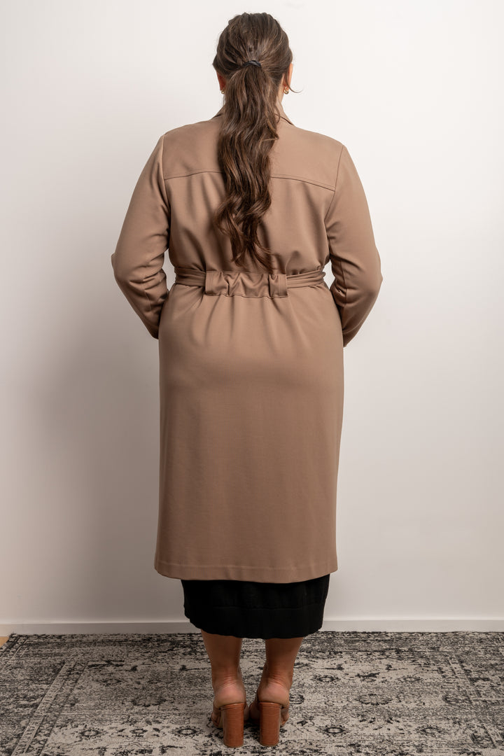 Rebel Rebel Ponte Trench Coat - Camel