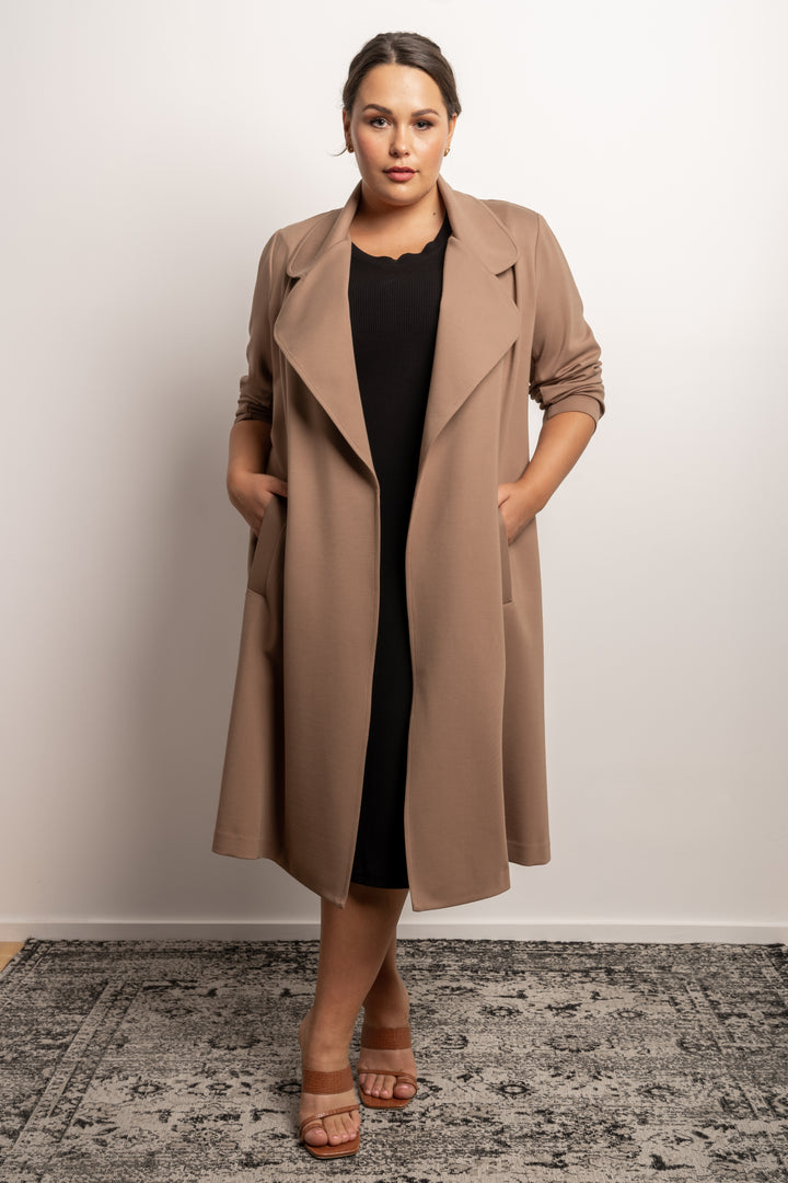 Rebel Rebel Ponte Trench Coat - Camel