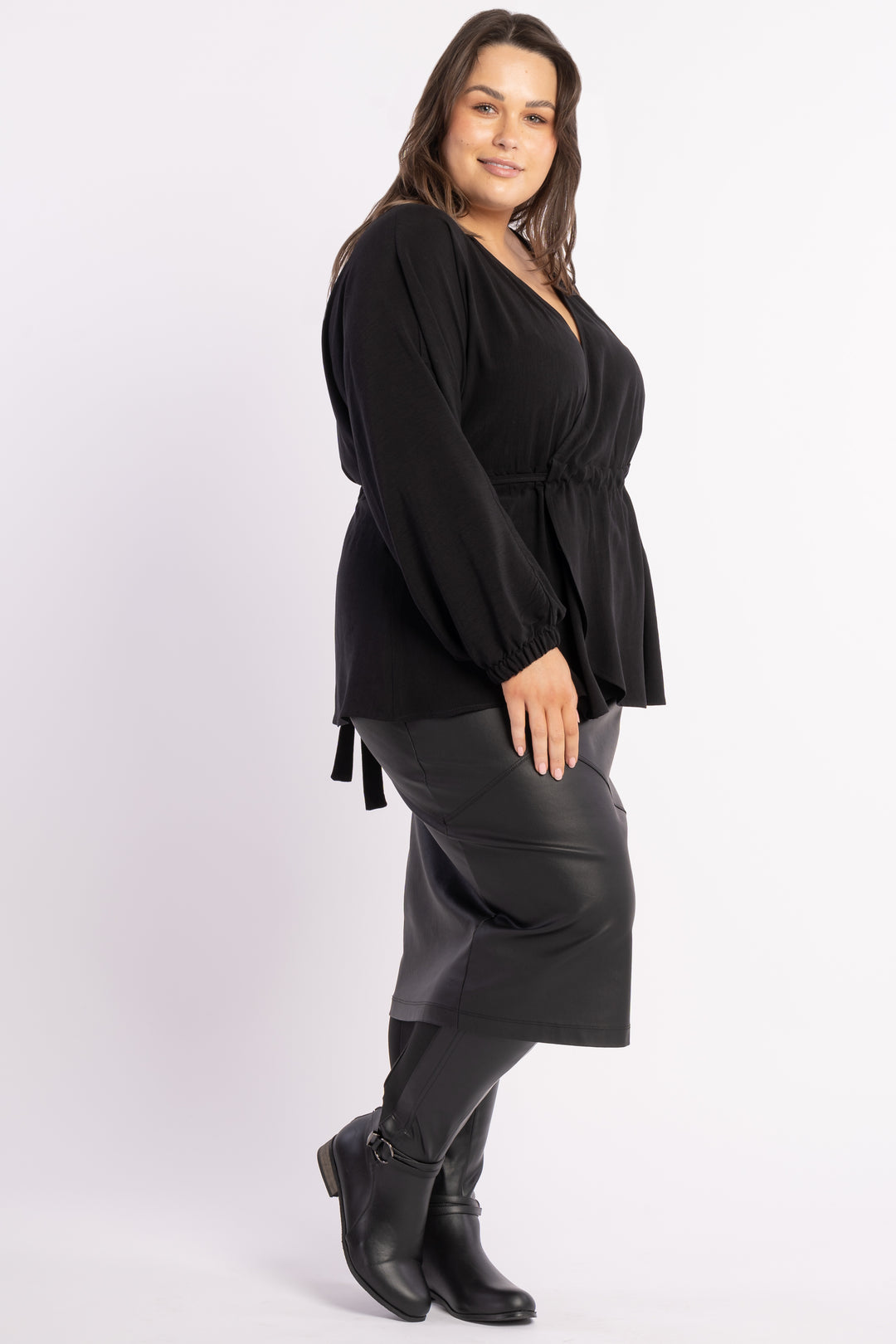 Piece of My Heart Wrap Top - Black