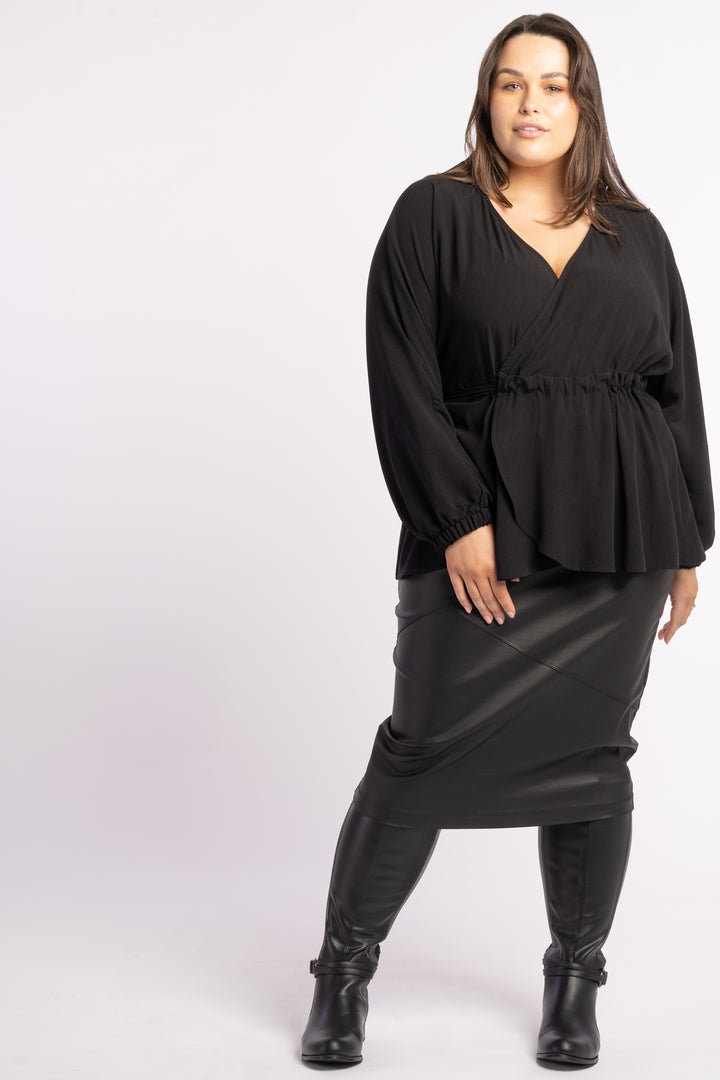 Piece of My Heart Wrap Top - Black