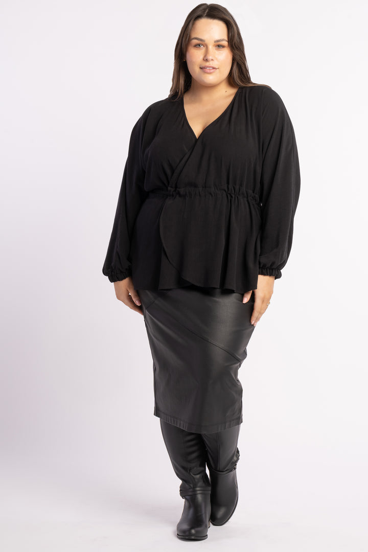 Piece of My Heart Wrap Top - Black