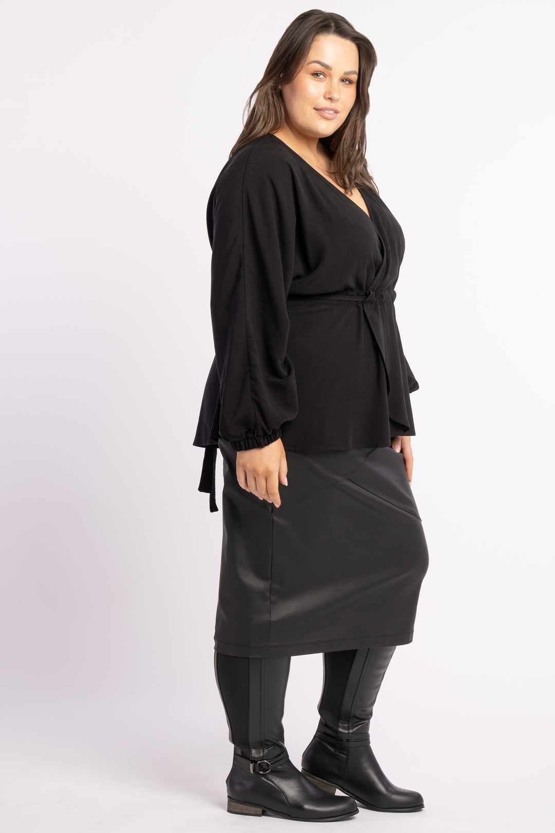 Piece of My Heart Wrap Top - Black