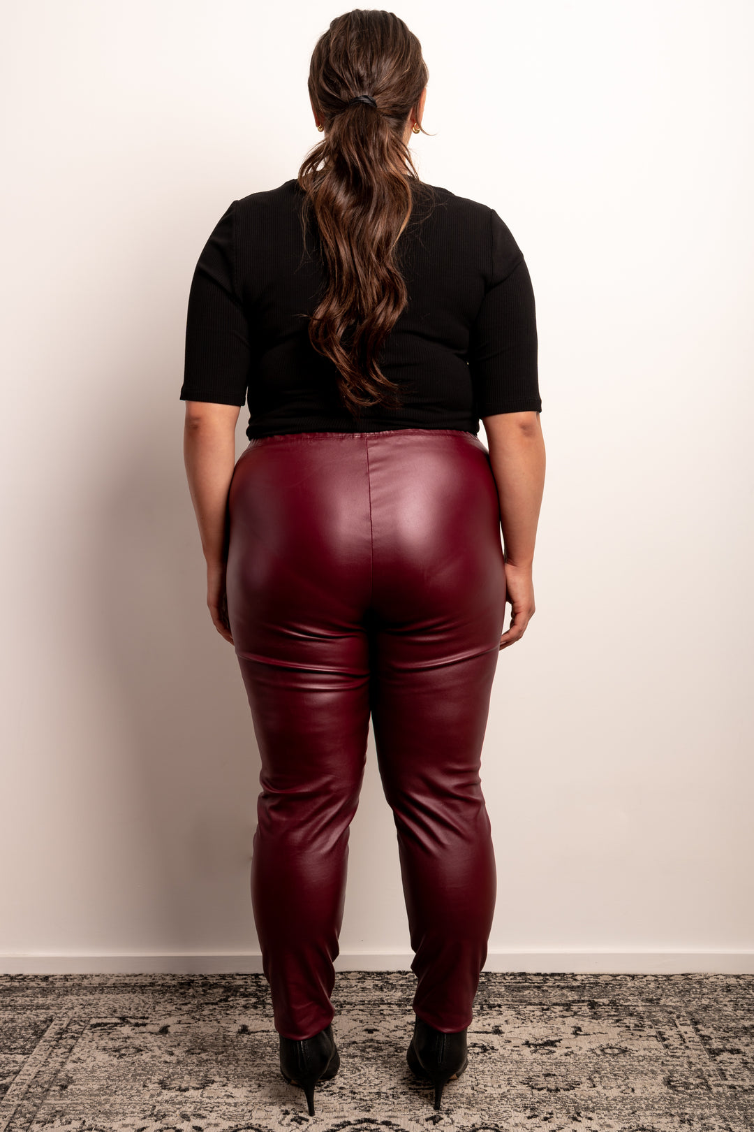Crash Boom Bang Pull On Leather Look Pants - Bordeaux