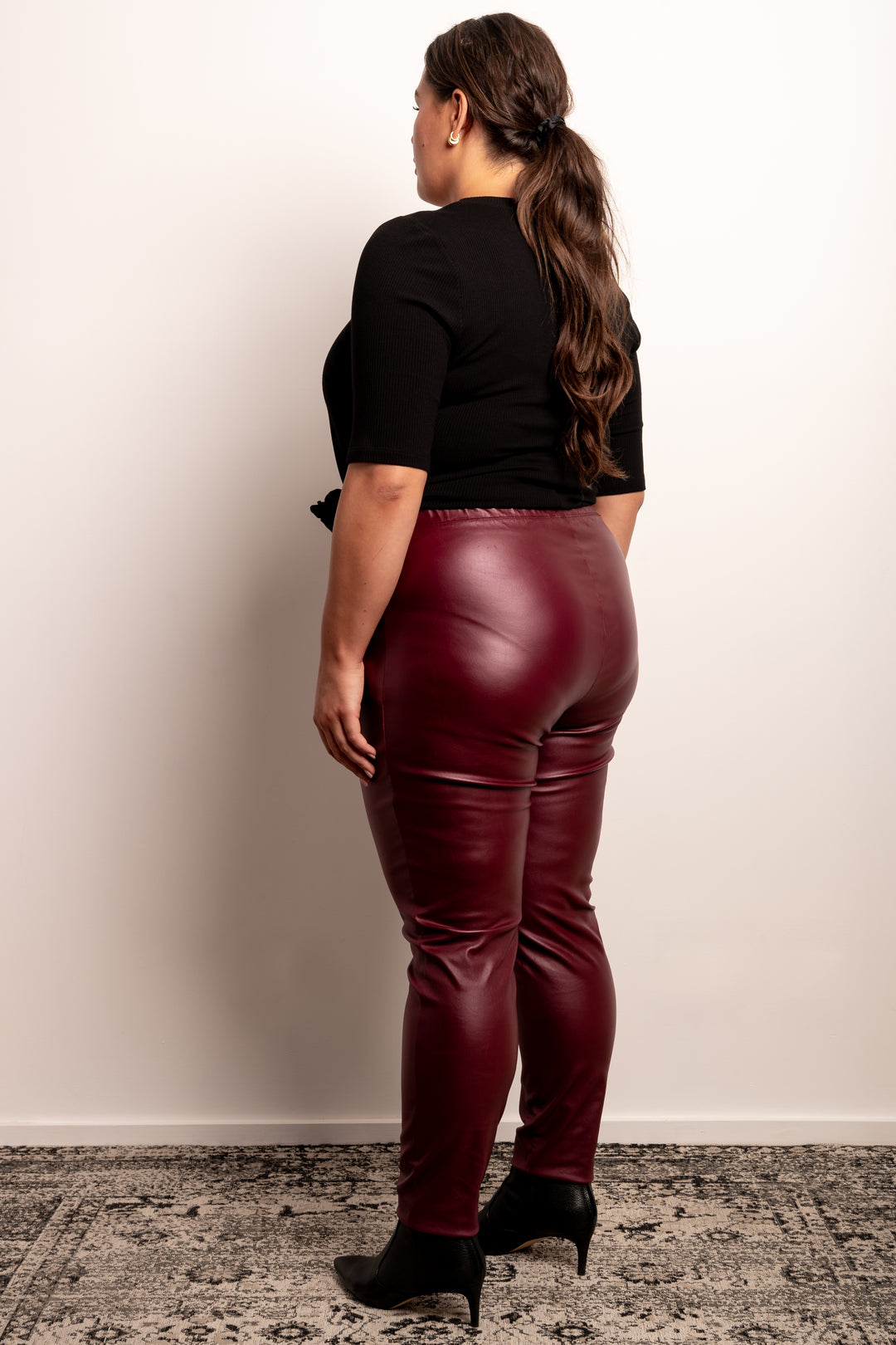 Crash Boom Bang Pull On Leather Look Pants - Bordeaux