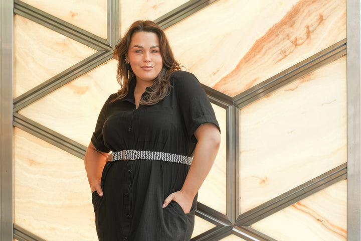 It's Alright Linen Short Sleeve Dress - Black - LAST ONE - M (18/20)