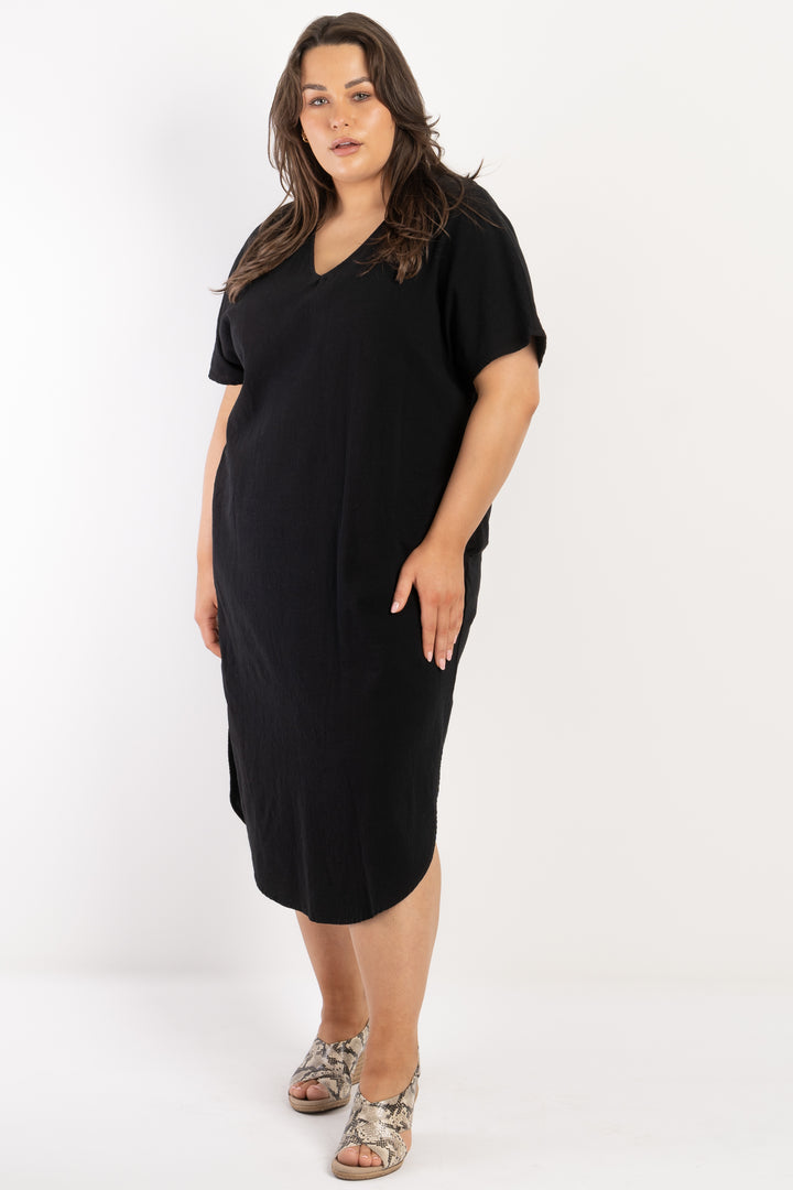 Love To Love You Linen Dress - Black