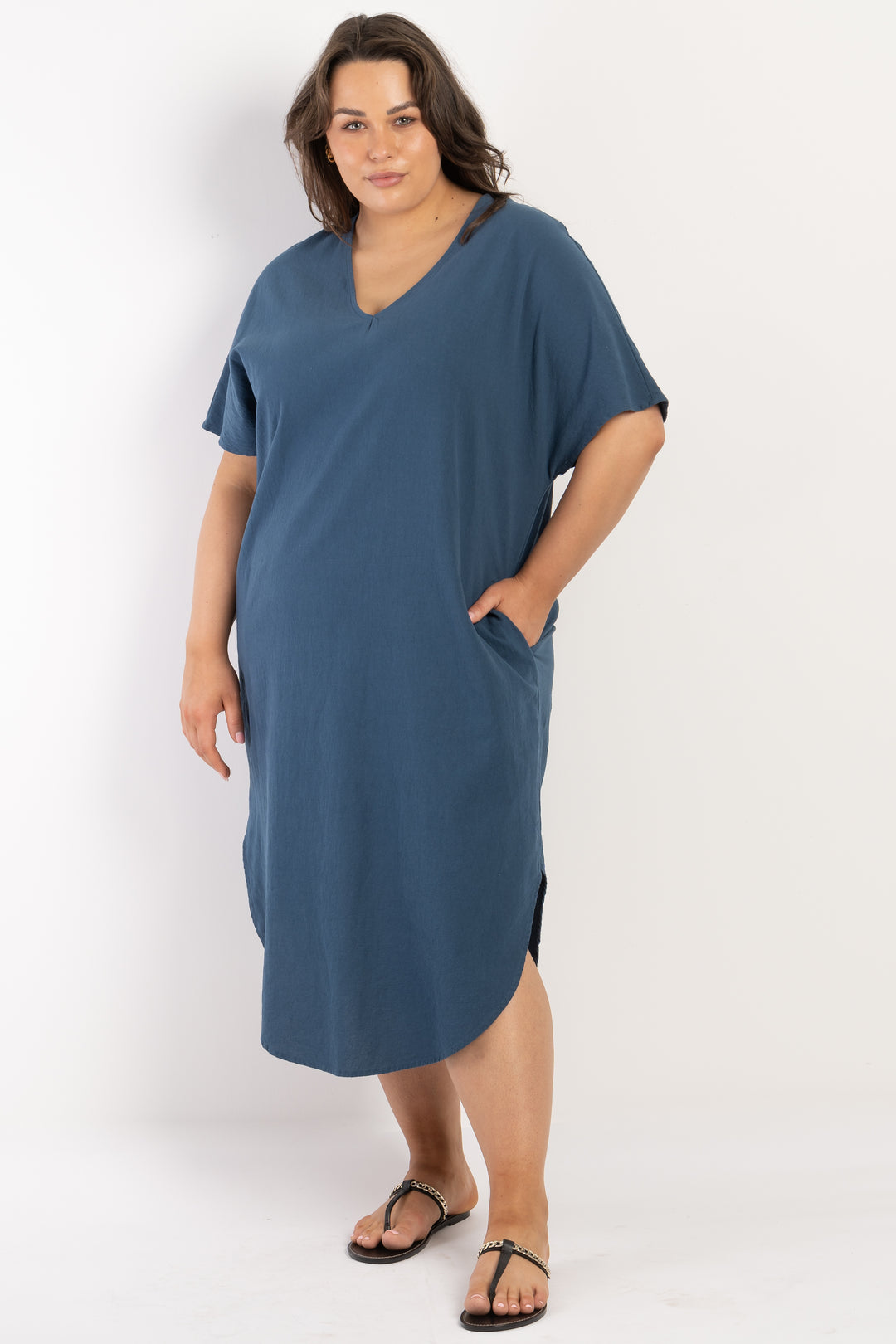 Love To Love You Linen Dress -Teal