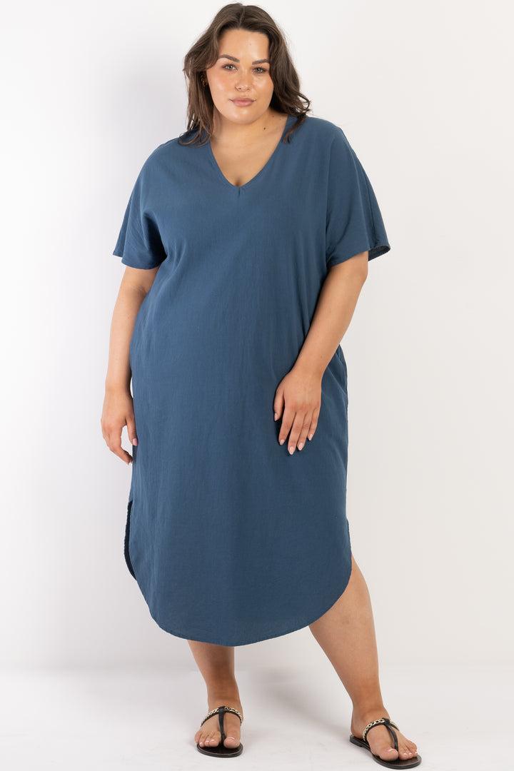 Love To Love You Linen Dress -Teal