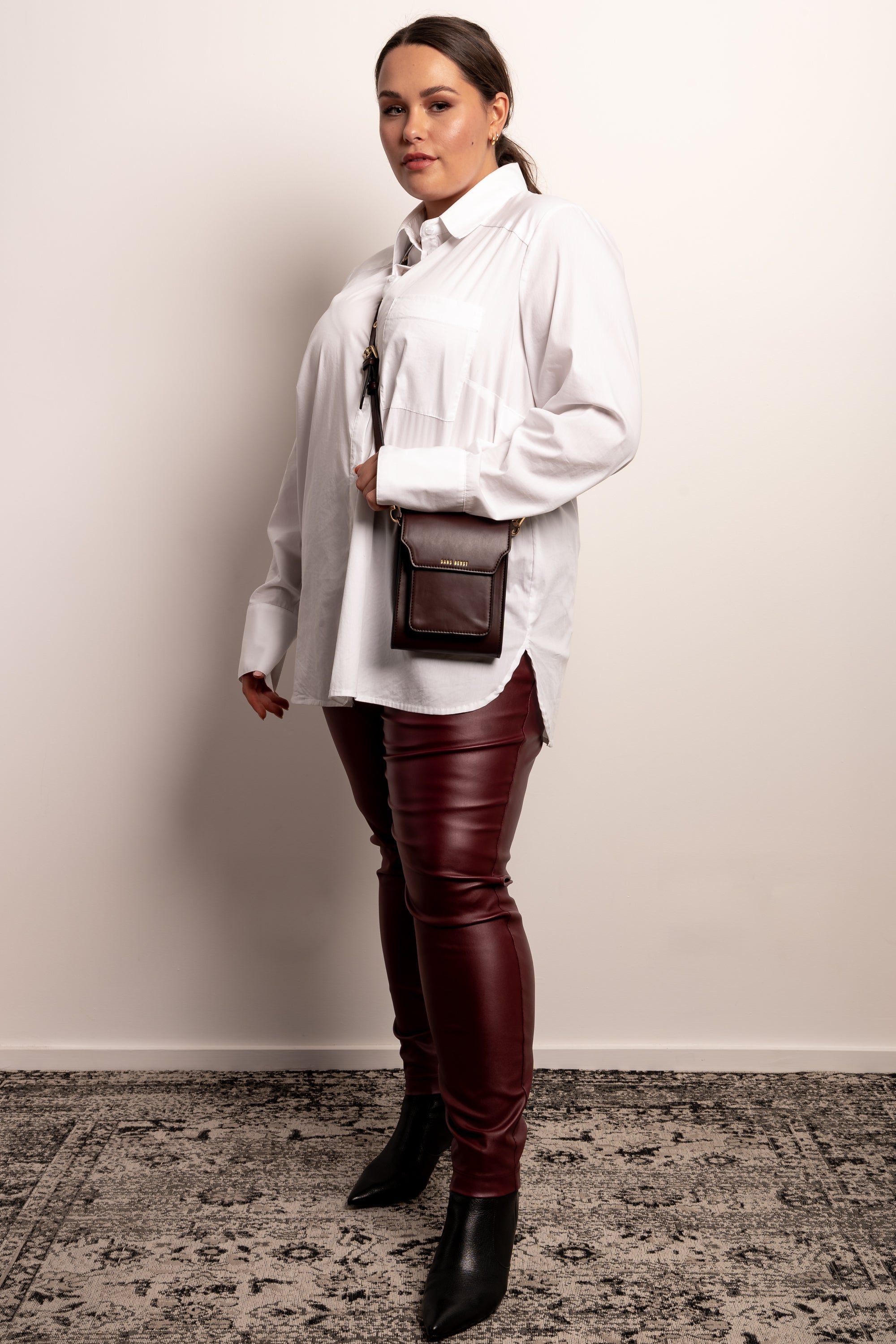 Crash Boom Bang Pull On Leather Look Pants Bordeaux