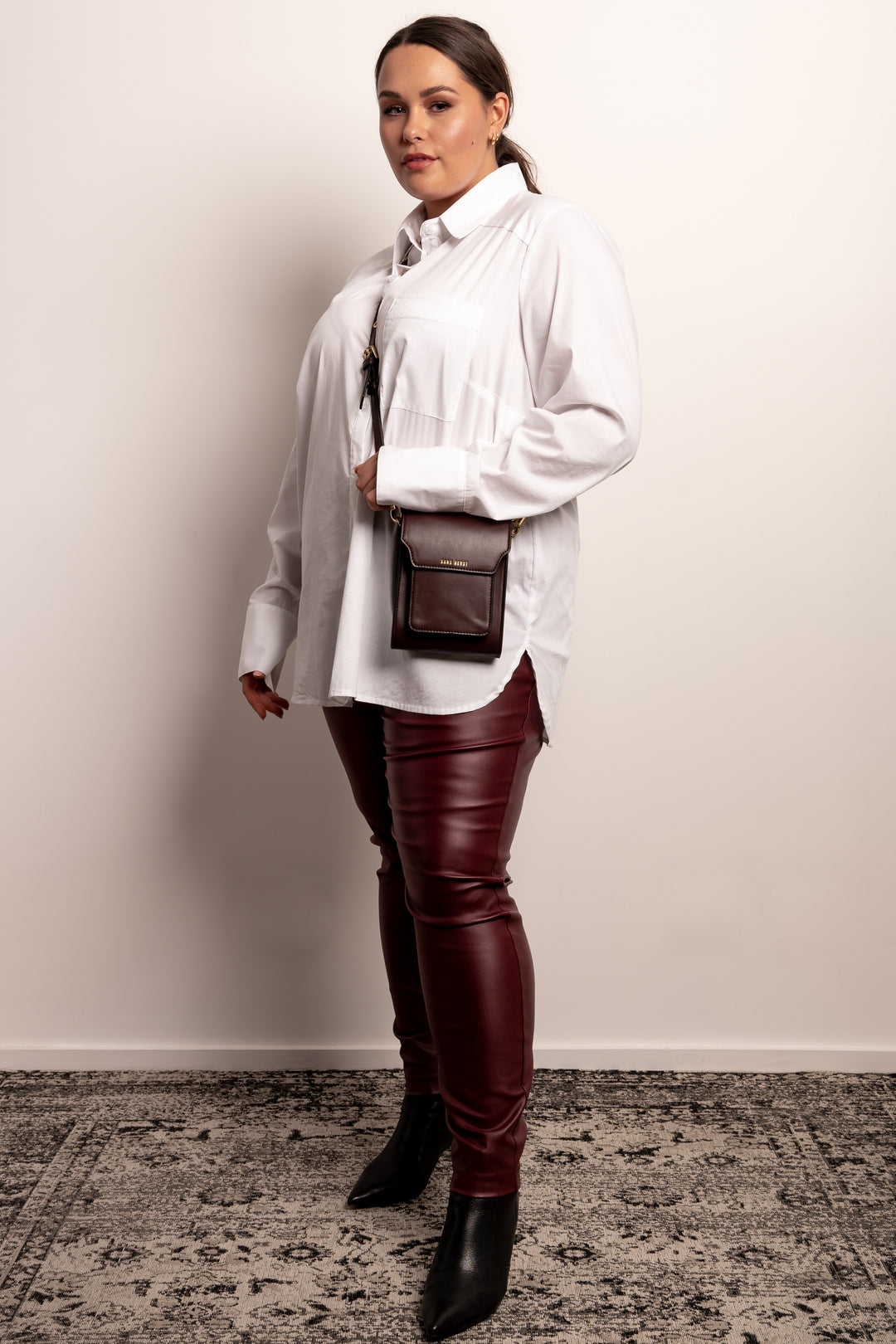 Crash Boom Bang Pull On Leather Look Pants - Bordeaux