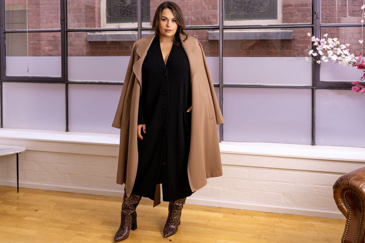 Rebel Rebel Ponte Trench Coat - Camel