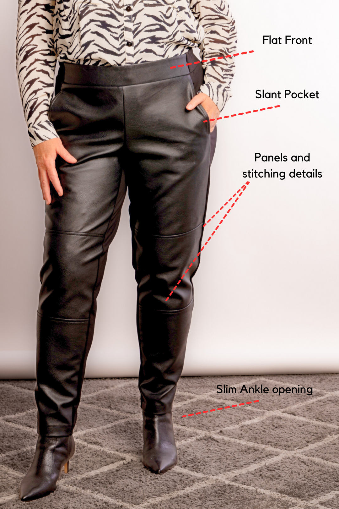 Edge Of Glory Leatherette Front Slouch Pant