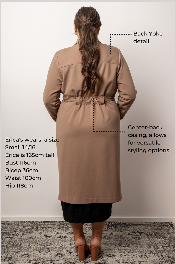 Rebel Rebel Ponte Trench Coat - Camel