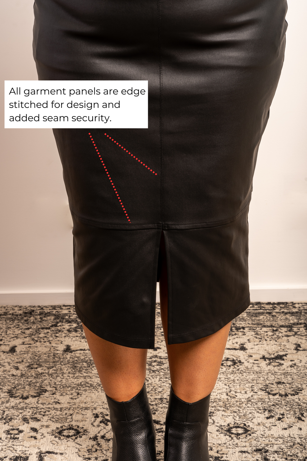Black knee length online leather look skirt