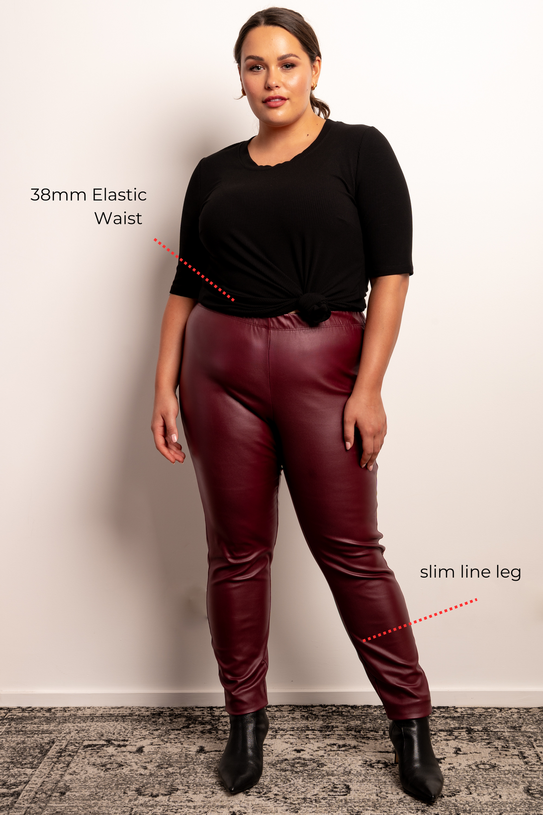Leather look 2025 pants plus size