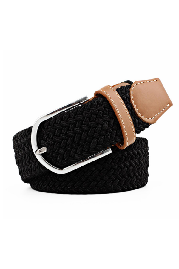 Just Like Fire Braided Elastic Buckle Belt - Black