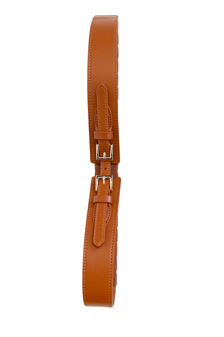 Elastic Heart Stretch Belt - Tan