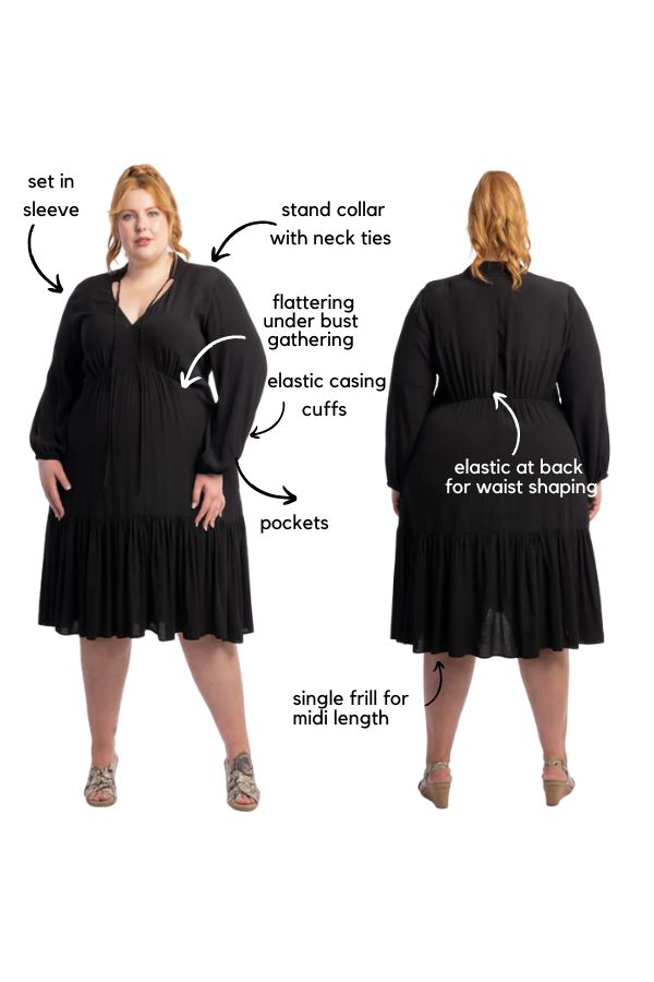 Call On Me Ruffle Midi Dress - Black