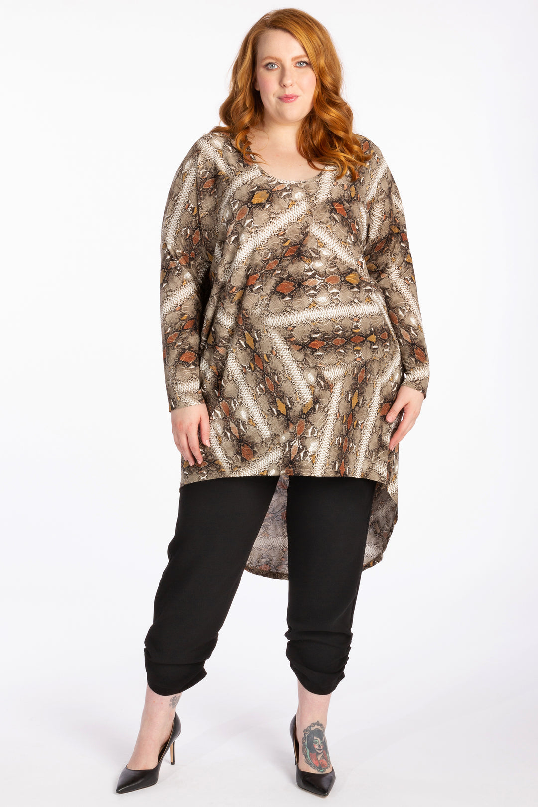 Diva Oversized Hi-Lo Top - Serpent - Harlow