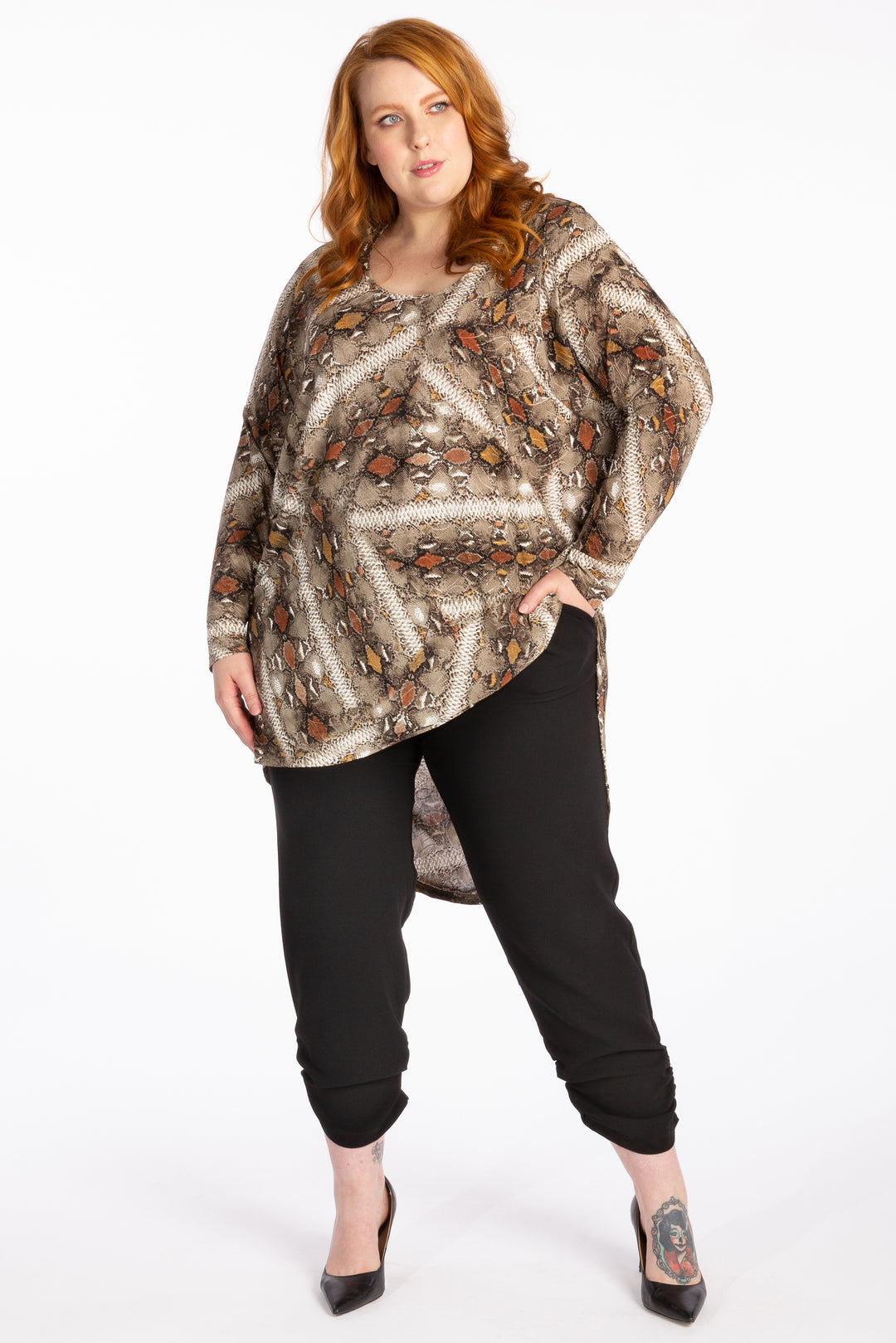 Diva Oversized Hi-Lo Top - Serpent - Harlow