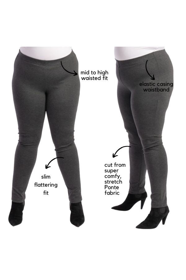 The Essential Ponte Legging Charcoal STOCK AVAILABLE SIZE XS