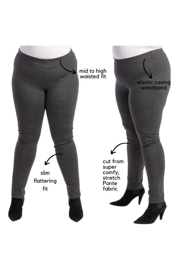 The Essential Ponte Legging - Charcoal - STOCK AVAILABLE - SIZE XS (12/14) & S (14/16)