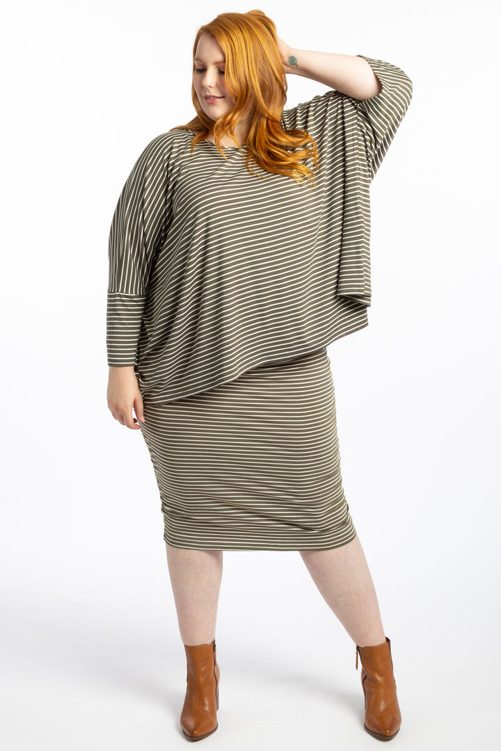 Give Me a Reason Asymmetrical Top - Khaki Stripe - Harlow