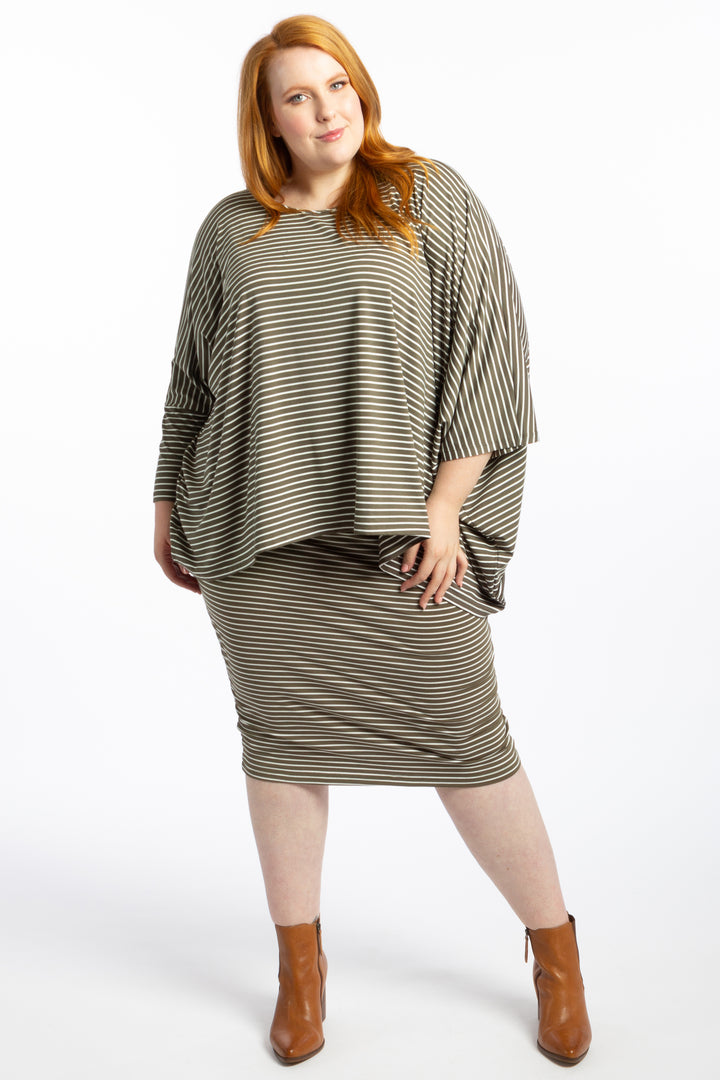 Give Me a Reason Asymmetrical Top - Khaki Stripe - Harlow