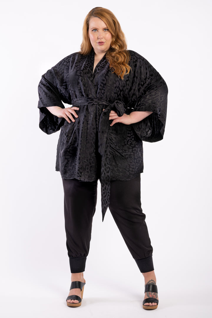 Tokyo Nights Kimono - Black Leopard
