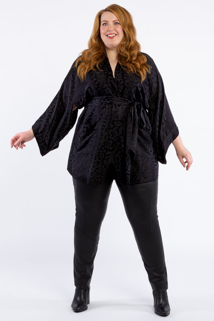 Tokyo Nights Kimono - Black Leopard