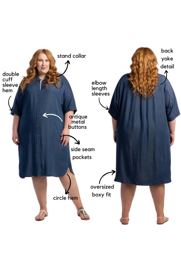 I'm So Excited Oversized Dress - Denim