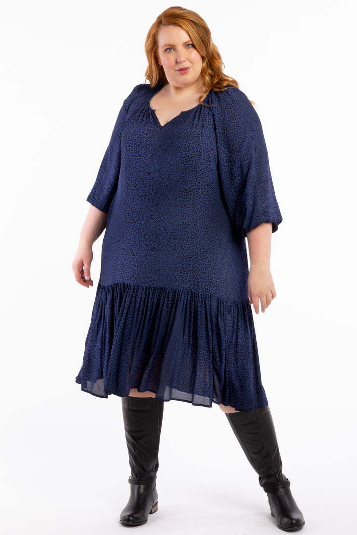 Mystery To Me Midi - Navy Leopard