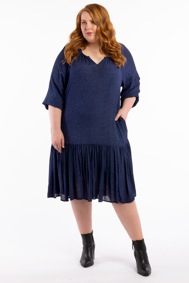 Mystery To Me Midi - Navy Leopard
