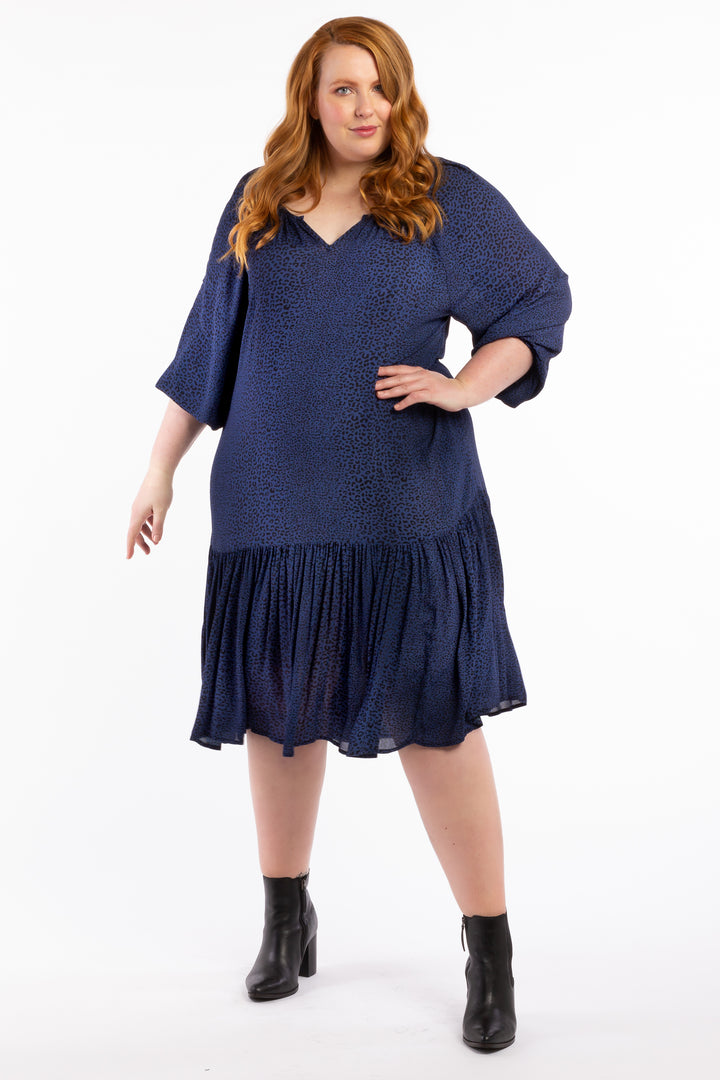 Mystery To Me Midi - Navy Leopard